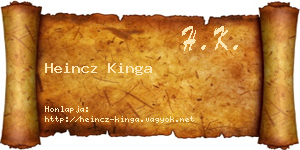 Heincz Kinga névjegykártya